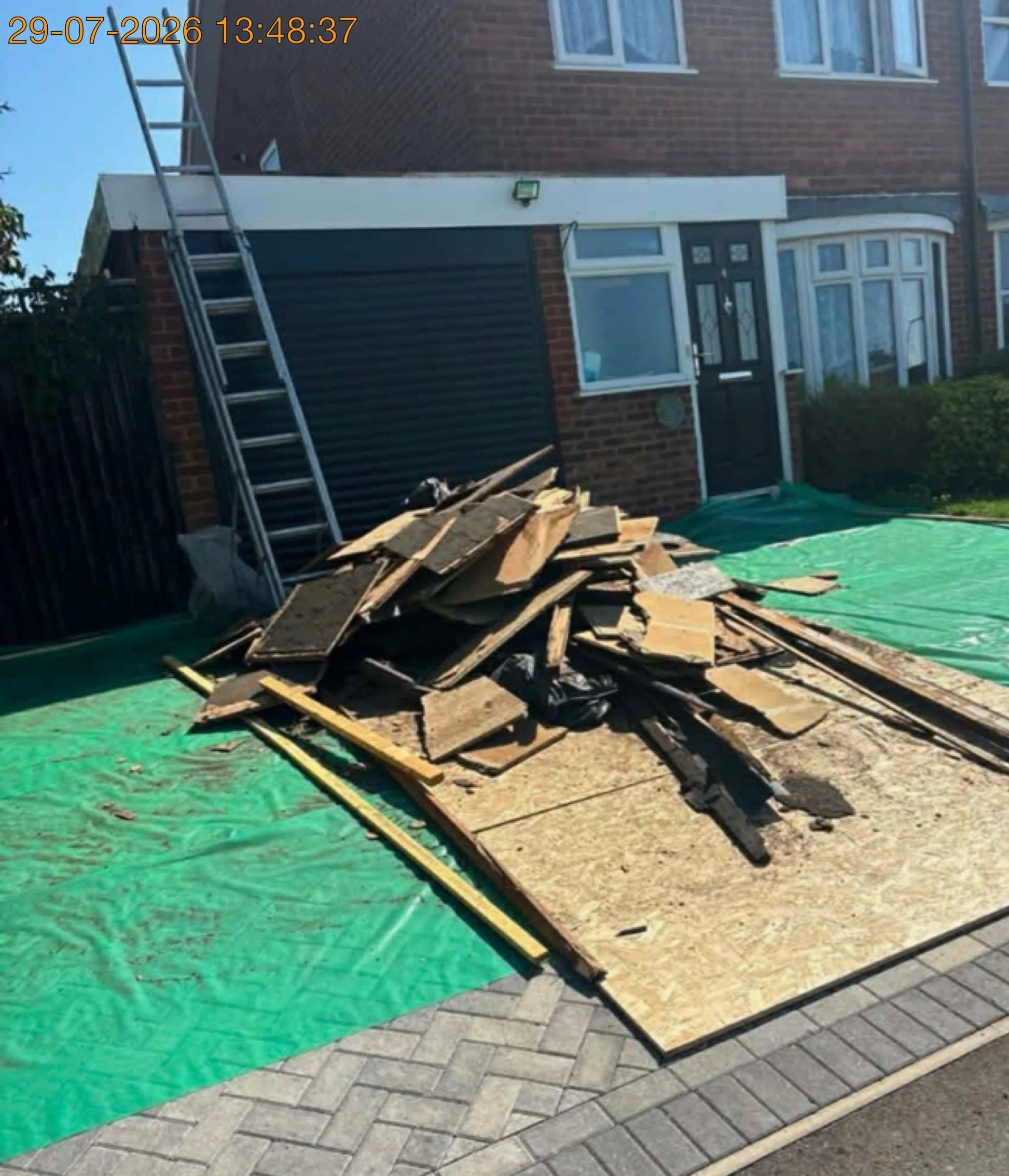 Roof strip-out waste removal, Hazlehurst Drive, Aylesbury before clearance